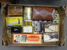 A collection of mixed items to include Bayard Brass mantel clock, silver-plated necklace,