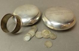 A parcel of Sterling silver to include a snuff box Birmingham hallmark 1911, another snuff box