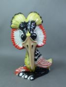 Lorna Bailey large grotesque bird 'Gary the Grebe', printed and painted marks, Old Ellgreave