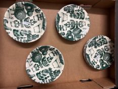 Copland and Garrett 'Topiary' design side plates and dessert bowls in green and white (1tray)