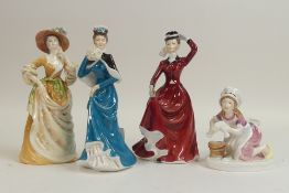 Francesca lady figurines to include Saturday's Child works hard, Lavinia, Elana and Sarah. (H: 21cm)