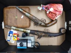A mixed collection of items to include two reproduction pistols, Royal Doulton figurine Autumn