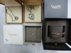 Clogau: four boxed pieces of Clogau jewellery in silver with 9ct rose gold elements, all in original