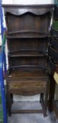 Georgian oak dresser sideboard of narrow form, stretchered base with a single drawer and a two shelf