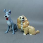 Wade Disney Lady and the Tramp Blow Up figures of Lady and Tramp, height of tallest 16cm (2).