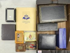 A collection of jewellery boxes in various sizes, commemorative Royal tins and Coronation Souvenir