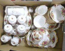 Royal Albert 'Old Country Roses' part Tea/Dinner Set to include:- Twelve teacups, eleven saucers,