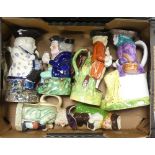 A collection of 6 large Staffordshire style unnamed Toby jugs examples including Hearty Good