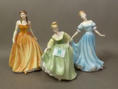 Royal Doulton lady figurines to include Rebecca HN4768, Fair Lady HN2193 and Isabel HN4458. (H: 23.