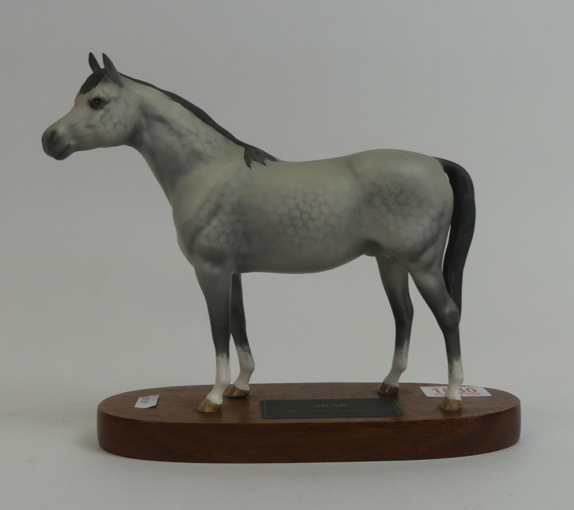 Beswick, Connoisseur Arab Bahram, model no.1771, in matt grey on wooden plinth.