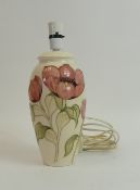 Moorcroft table lamp in the Pink Magnolia pattern on cream ground (H: 35cm)