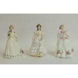 Royal Doulton lady figurines to include Gillian HN3742, Angela HN3690 and Take Me Home HN3662. (H: