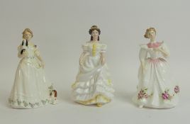 Royal Doulton lady figurines to include Gillian HN3742, Angela HN3690 and Take Me Home HN3662. (H: