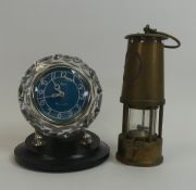 Eccles SL Protector Lamp & Lighting Co. Ltd. brass and steel miners safety lamp, together with