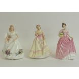 Royal Doulton lady figurines to include Miss Kay HN3659, Yours Forever HN3354 and Joanne HN3422. (H: