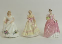 Royal Doulton lady figurines to include Miss Kay HN3659, Yours Forever HN3354 and Joanne HN3422. (H: