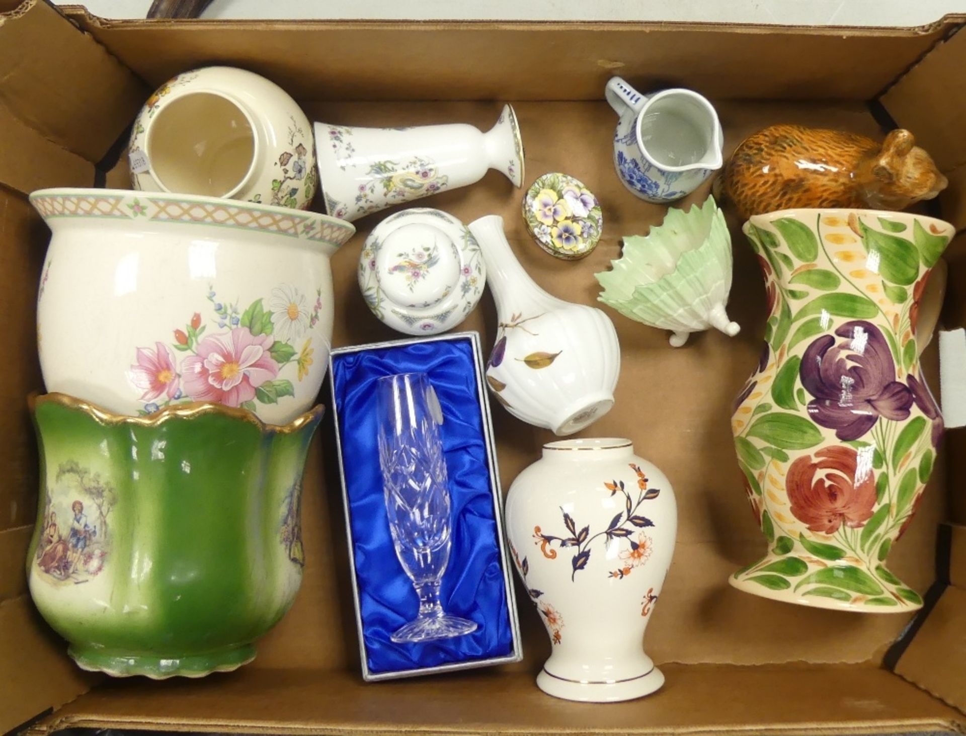 A Selection of mixed ceramics to include:-Wade floral planters, floral footed jug, Coalport Ginger