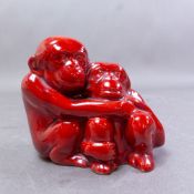 Royal Doulton flambe pair of monkeys, height 7cm.
