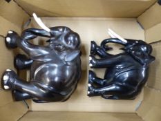 Two large carved hardwood elephant figures (2).