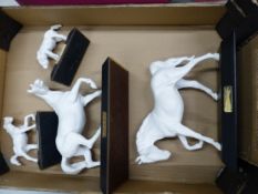 Collection of Beswick Spirit Horses in matt white on black plinths, Spirit of Freedom, Spirit of the