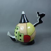 Lorna Bailey novelty teapot 'Summer' pattern, signed to base, height 20cm.