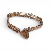 9ct rose gold gate bracelet, 8.3g, in original box.