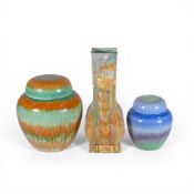 Shelley Dip Ware medium Ginger Jar with Cover, small Ginger Jar with Cover together with footed