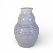 Moorcroft pale blue double gourd ribbed vase, 19cm in height.
