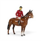 Beswick, seated Huntsman on brown horse figurine, model no.1501, has been overpainted outside of the