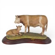 Border Fine Arts Simmental Cow & Calf, model no.L21 by Anne Wall, limited edition no.246 of 850,