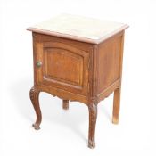 Vintage French Louis XV style oak pot cupboard, featuring cabriole legs, scalloped apron and