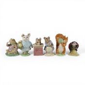 Royal Albert Beatrix Potter Character Figures to include:- Mother Lady Bird, Jeremy Fisher, Squirrel