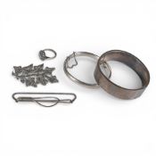 A collection of Silver jewellery including bangles, marquisate floral brooch etc, 59.6g.