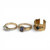 Three Costume jewellery gold plated rings.