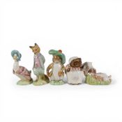 Royal Albert Beatrix Potter Character Figures to include:- Mrs Tiggy Winkle, Benjamin Wakes Up,