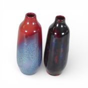 Two Flambe Mottled Vases. (2)