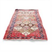 Turkish style rug with geometric design in vibrant multi-colours with cream fringe. (L: 305cm x W: