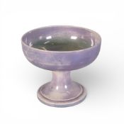 Moorcroft lustre pedestal comport/tazza in lilac and green, height 13.5cm, diameter 16cm.