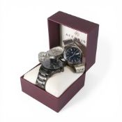 Three gents wrist watches to include Accurist 7326 boxed, together with Seiko Chronograph and