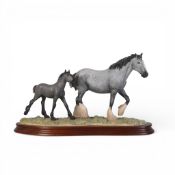 Border Fine Arts, New Arrival, Clydesdale mare and foal, modelled by Elizabeth MacAllister. (L: