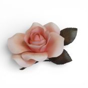 Boehm porcelain, Roses of Distinction collection, Queen Elizabeth pink rose, with bronze stem and