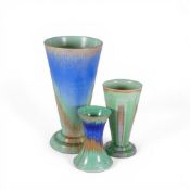 Shelley Dip Ware to include:- Waisted 937 Vase, Two footed Trumpet Vases in the Harmony Range Art