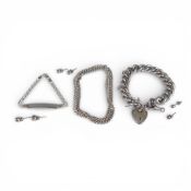 A collection of Silver jewellery including earrings, two bracelets and necklace, 94g.