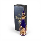 Vintage 1960's Jim Beam, 175 months, bourbon whisky decanter, in cobalt blue and gold grape motif,