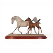 Border Fine Arts, Arab Mare & Foal, model no. A0186 by Anne Wall. (15.5cm)