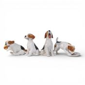 Royal Doulton Terrier dogs to include dog with a bone HN1159, dog with a plate HN1158, dog yawning