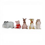 Beswick Character Walt Disney Winnie the Pooh selection to include:- Piglet, Kanga, Eeyore, Owl,
