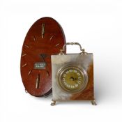 Italian Tel Art 1960s. Mantel Clock with an onyx marble body with brass effect accents together with
