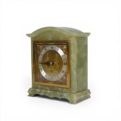 A vintage Elliott of London green-onyx case mantel clock, with eight-day English movement and