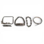 A collection of Silver jewellery including brooch, bracelets, necklaces and bangle, 71g.